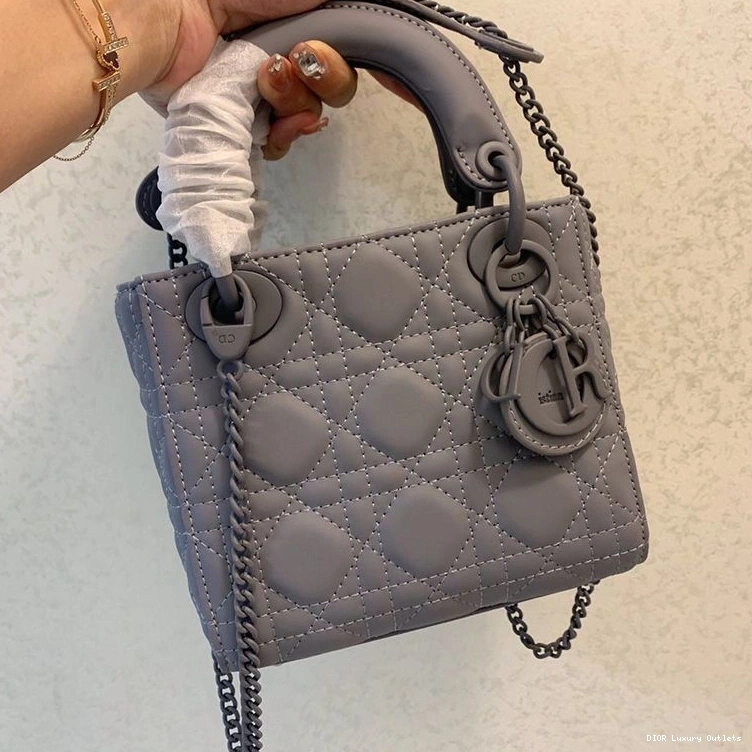 Cheap Bag Calfskin Ultramatte Cannage Dior Mini Lady Grey 0727 Luxury